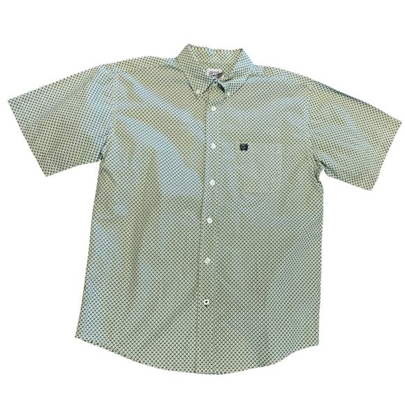 Cinch Other - Cinch Youth XXL Yellow,Black & Gray Geometric Button Down Short Sleeve Shirt